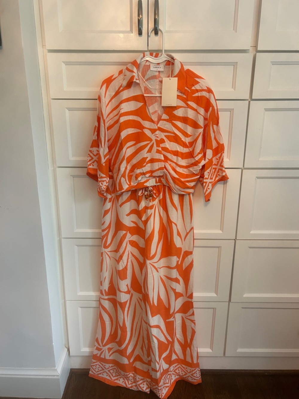 A.Peach Two Piece Top & Pant Set